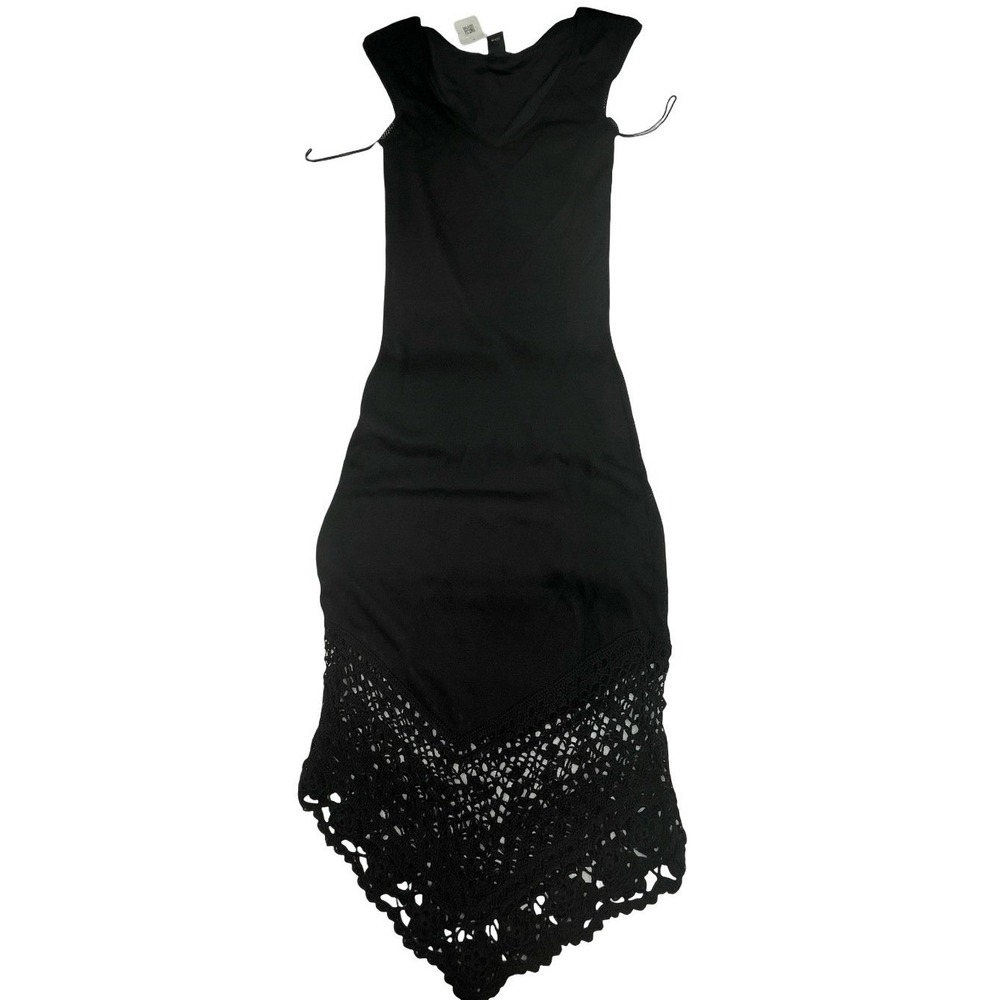 Guess Collection Women Dress Handkerchief Hem Black Rayon Small